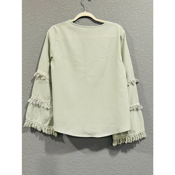 Women's Main Strip Green Blouse Size M - Picture 8 of 8
